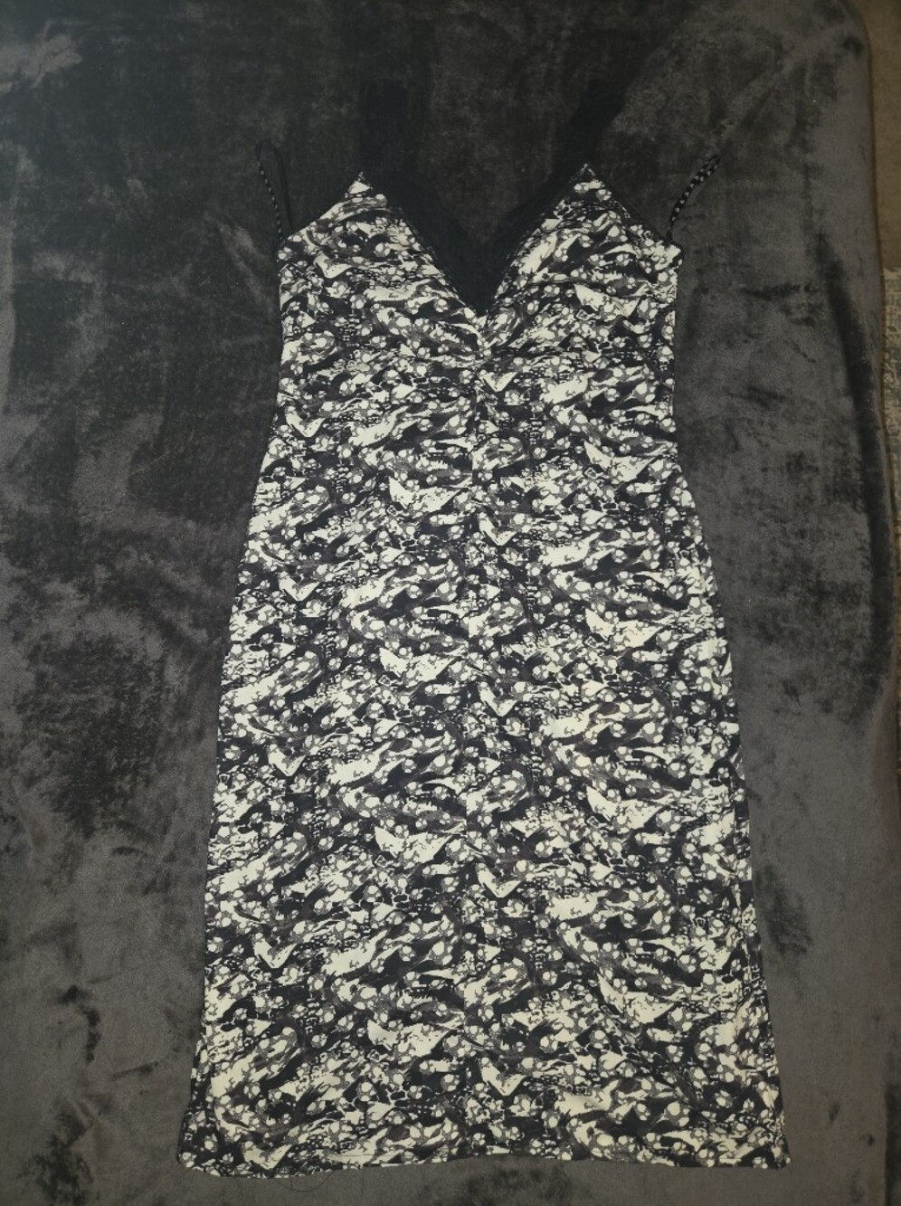 Missguided Black & White Printed Slip Midi Dress